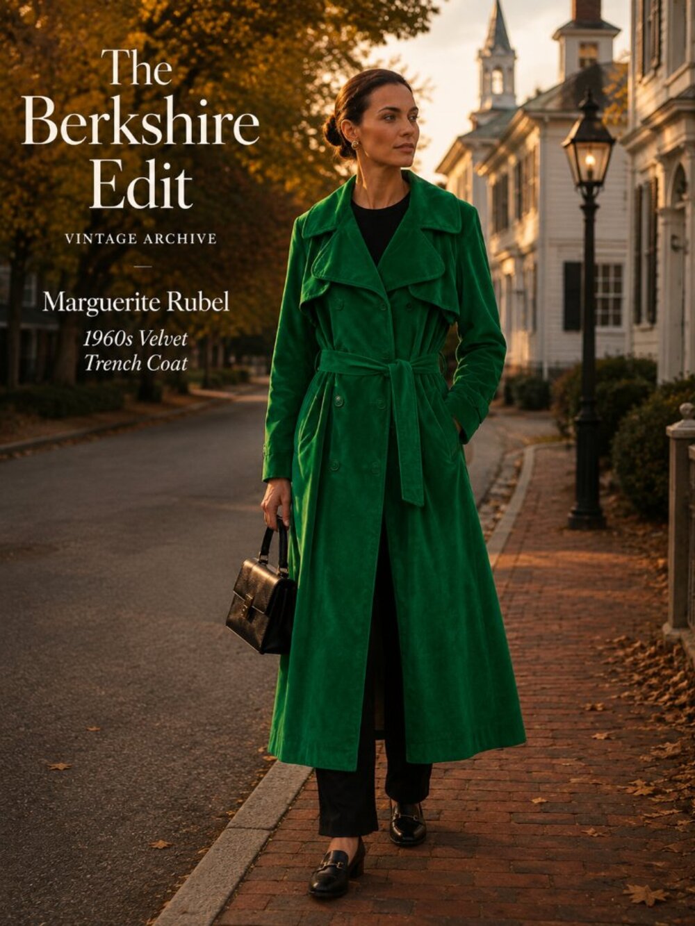 Vintage 1960s Marguerite Rubel Emerald Green Velvet Trench Coat Belted S